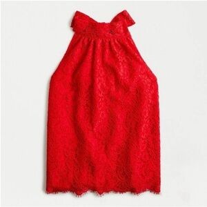 J. Crew Vibrant Red Sleeveless Lace Top